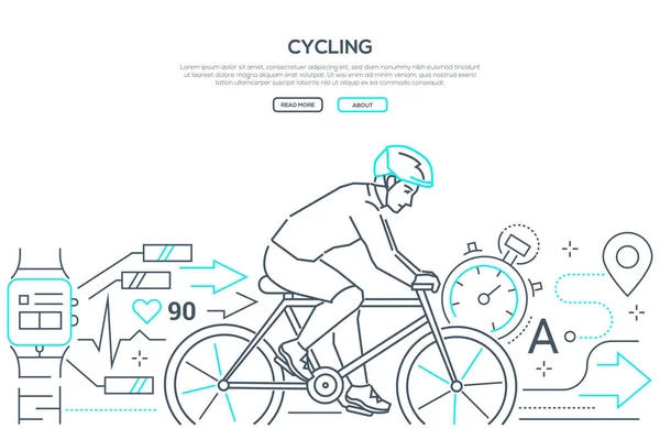 Cycling - modern line design style web banner — Stock Vector