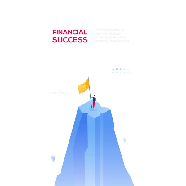 Éxito financiero - moderno banner web vectorial isométrico — Archivo Imágenes Vectoriales