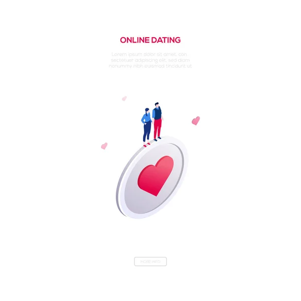 Online dating - modern izometrik vektör web afiş — Stok Vektör