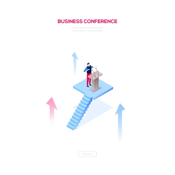 Business conference - modern isometric vector web banner — Stock Vector