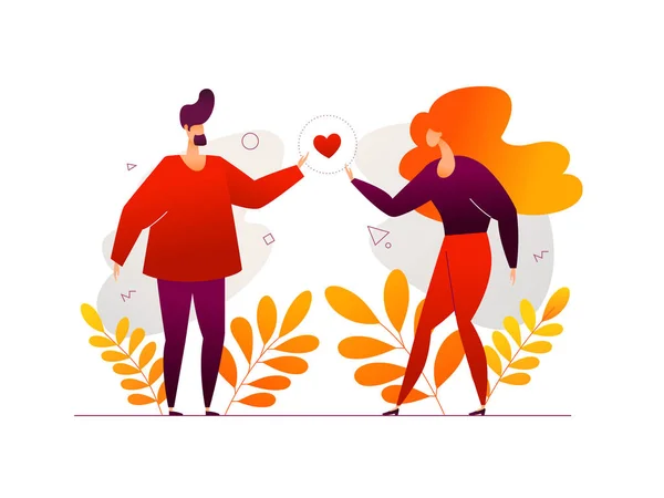 Couple romantique - illustration moderne de style design plat — Image vectorielle