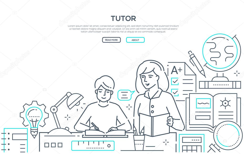 Tutor - modern line design style web banner