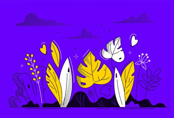 Kompozycja kwiatowa - Nowoczesna, Płaska konstrukcja styl ilustracji — Wektor stockowy