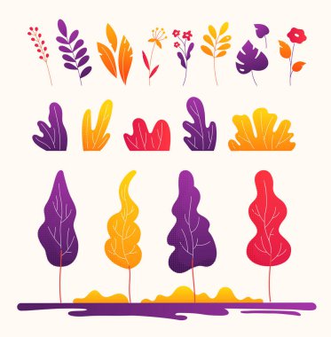 Doğal süs - modern düz tasarım stil öğeleri