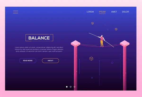 Concepto de equilibrio - moderno banner web vectorial isométrico — Archivo Imágenes Vectoriales