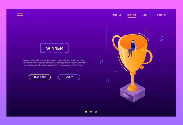Concepto de ganador - moderno banner web vectorial isométrico — Archivo Imágenes Vectoriales