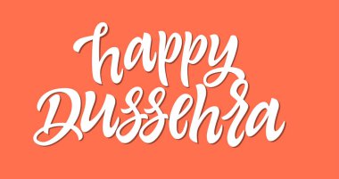 Mutlu Dussehra - vektör el fırça kalem yazı çizilmiş