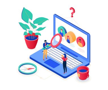 İK yönetimi - modern renkli izometrik vektör çizim