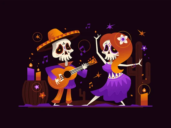 Dia de los Muertos - ilustración de estilo moderno de diseño plano — Archivo Imágenes Vectoriales