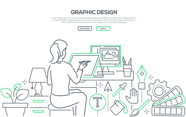 Design gráfico - banner de web estilo de design de linha moderna — Vetor de Stock