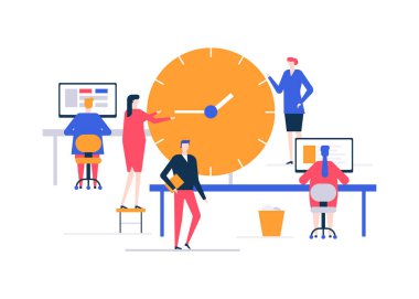 Zaman yönetimi - düz tasarım stili renkli resimde