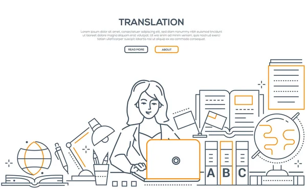 Translation - modern line design style web banner — Stock Vector