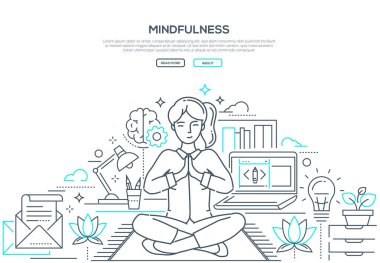 Mindfulness - çağdaş çizgi tasarım stili web afiş