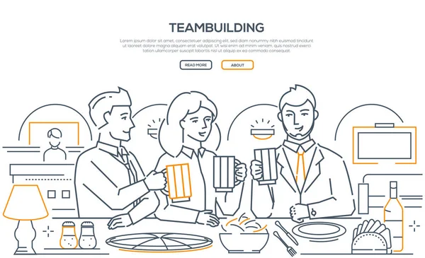 チーム ビルディング - 近代的なライン デザイン スタイル web バナー — ストックベクタ