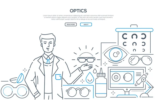 Optics - modern line design style web banner - Stok Vektor