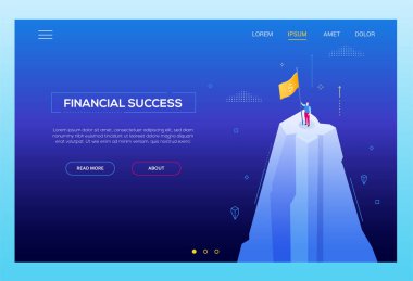 Finansal başarı - modern izometrik vektör web afiş