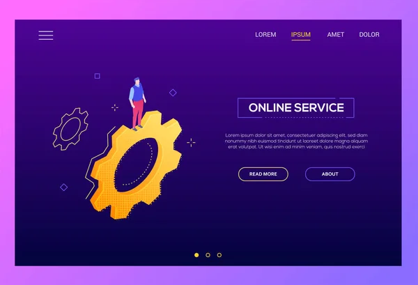 Serviço online - banner web vetor isométrico moderno — Vetor de Stock