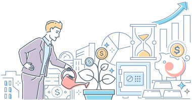 Yatırımlar kavramı - çağdaş çizgi stil tasarlamak