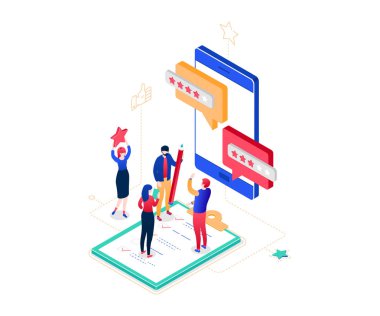 Şirket referansları - modern renkli izometrik vektör çizim