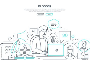 Blogger - çağdaş çizgi tasarım stili web afiş