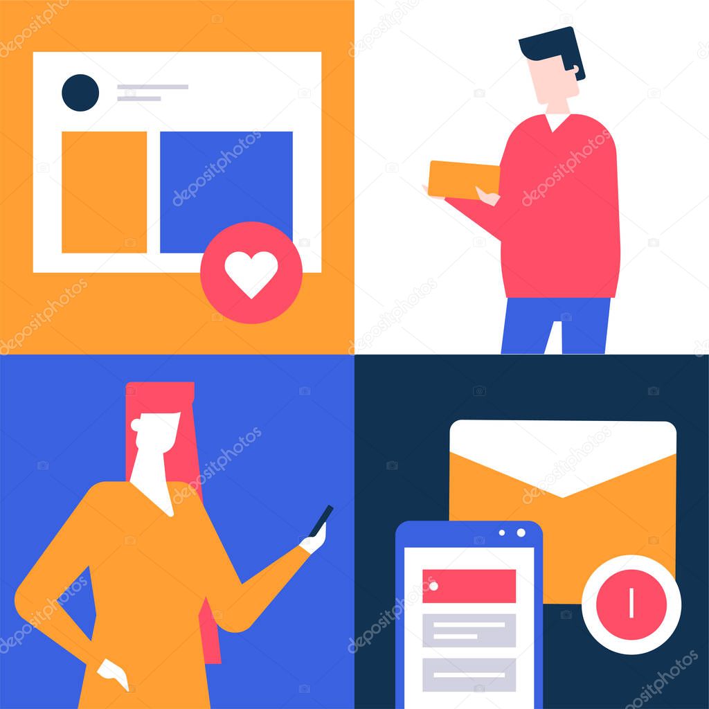 Social media marketing - flat design style colorful illustration