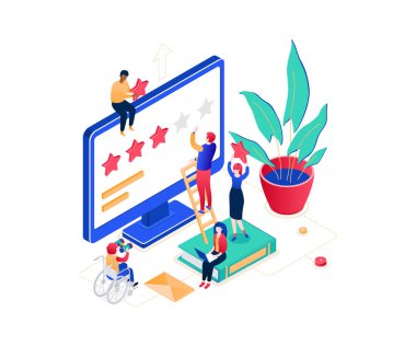 Şirket referansları - modern renkli izometrik vektör çizim