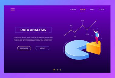 İş Analizi - modern izometrik vektör web afiş