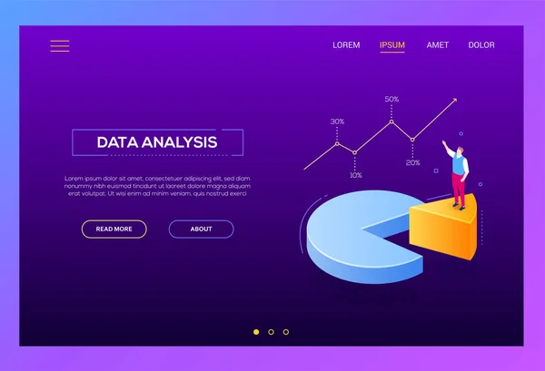 ビジネス分析 - モダンな等尺性ベクター web バナー — ストックベクタ