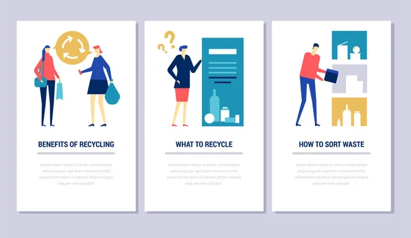 Reciclagem - banners web conceitual estilo de design plano — Vetor de Stock