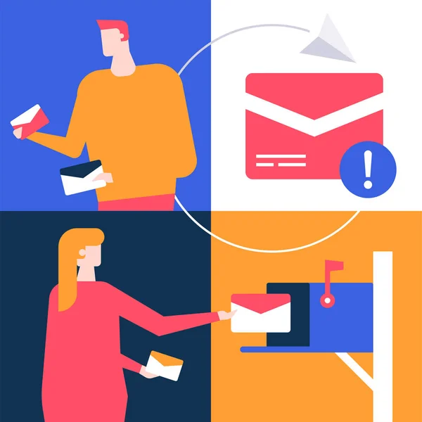 Email marketing - disegno piatto stile illustrazione colorata — Vettoriale Stock