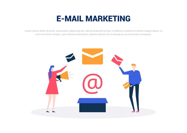 E-mail marketing - lapos kivitel stílus színes web banner — Stock Vector
