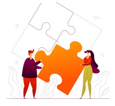 Ortaklık - modern düz tasarım stili renkli resimde