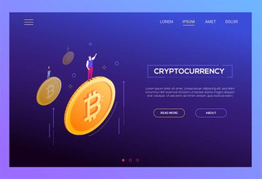 Cryptocurrency kavramı - modern izometrik vektör web afiş