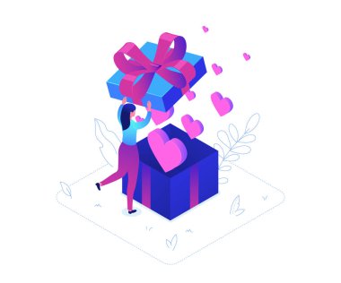 St Sevgililer günü - modern renkli izometrik vektör çizim