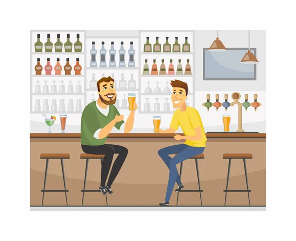 Friends at the pub - cartoon people characters illustration — Stock Vector