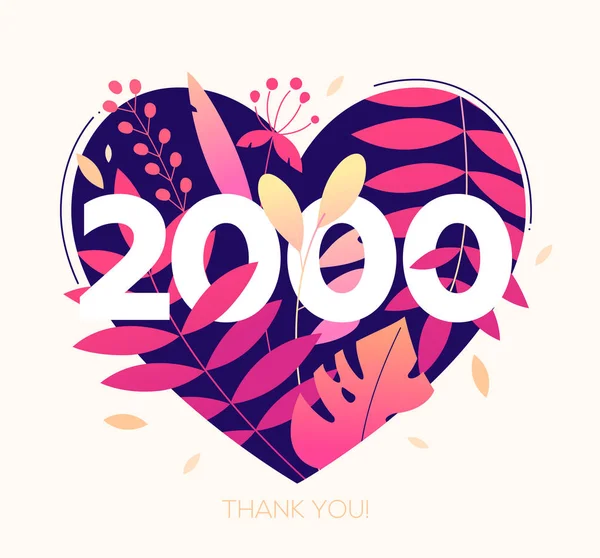 2000 followers banner - illustrazione moderna in stile flat design — Vettoriale Stock