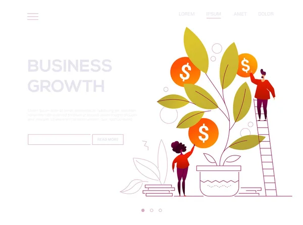 Crecimiento del negocio - banner web de diseño plano moderno — Vector de stock