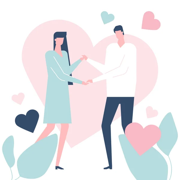 Happy couple - illustration colorée de style design plat — Image vectorielle