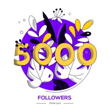 5000 takipçileri banner - modern düz stil tasarlamak