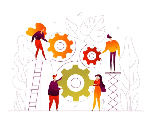 Trabajo en equipo - diseño plano moderno estilo ilustración colorida — Vector de stock