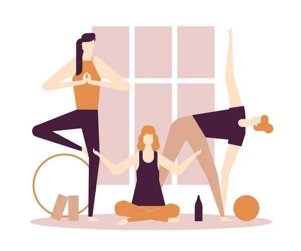 Yoga praxis - platt design stil färgglada illustration — Stock vektor