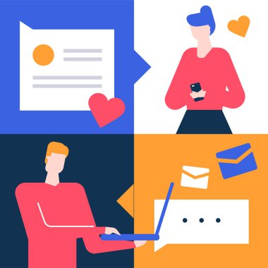 App - düz tasarım stili renkli resimde dating