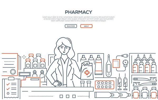 Farmacia - diseño de línea moderna banner web de estilo — Vector de stock