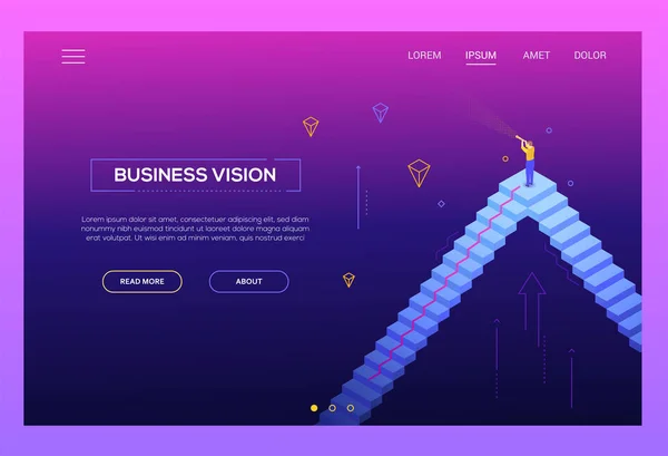 비즈니스 비전-현대 아이소메트릭 벡터 웹사이트 헤더 — 스톡 벡터