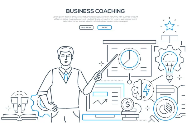 Business coaching - banner web moderno in stile line design — Vettoriale Stock