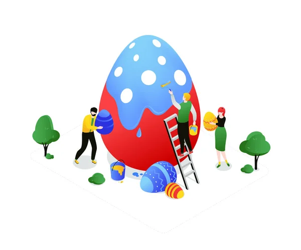 Happy Easter - modern colorful isometric vector illustration — Stock Vector