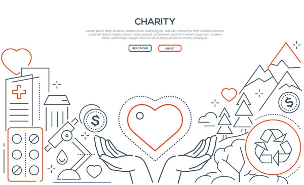 Charity - moderne Linie Design Stil Web-Banner — Stockvektor