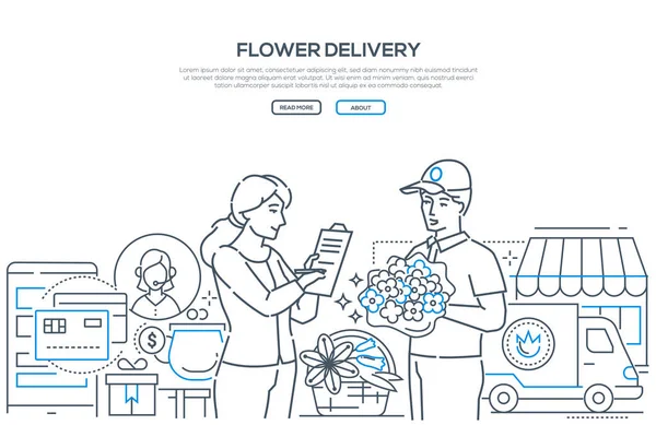 Çiçek siparişi - çağdaş çizgi tasarım stil vektör çizim — Stok Vektör