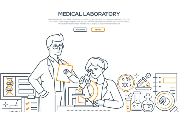 医学实验室-现代线条设计风格横幅 — 图库矢量图片