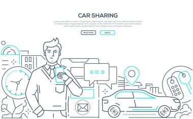 Araba paylaşımı - çağdaş çizgi tasarım stili web afiş